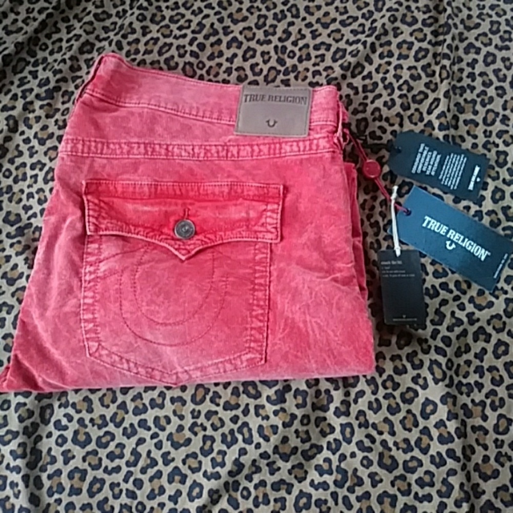 NWT TRUE RELIGION VINTAGE WASHED RED CORDUROY JEAN